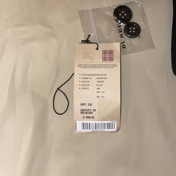 BURBERRY Kensington Black Wool Cashmere Double Breasted Trench Size 4 - Picture 15 of 15